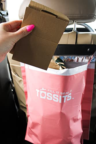 Tossits Disposable Car Trash Bag Hanging (Pink, Set of 7) - Leak-Proof, Smell-Proof Automobile Trash Container, Eco-Friendly, Thick, Large 12x15 Car Trash Bin with Sturdy Header Board | Amazon (US)