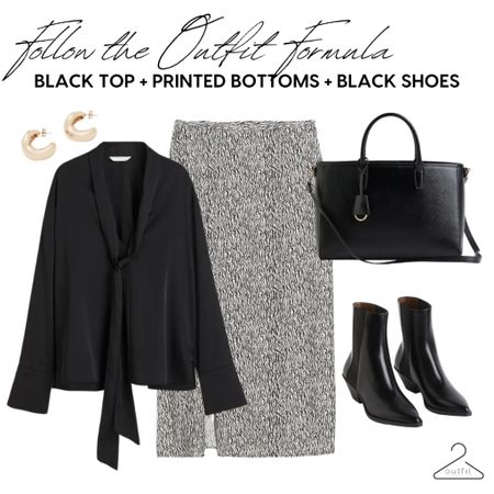 Follow the Outfit Formula: Black Top + Printed Bottoms + Black Shoes from our Work Wear Closet Staples Outfit Guide. Get the guide at outfitformulas.com 🛍️All pictured items are 15% off today! #outfitformulas

#LTKSale #LTKfindsunder50 #LTKworkwear