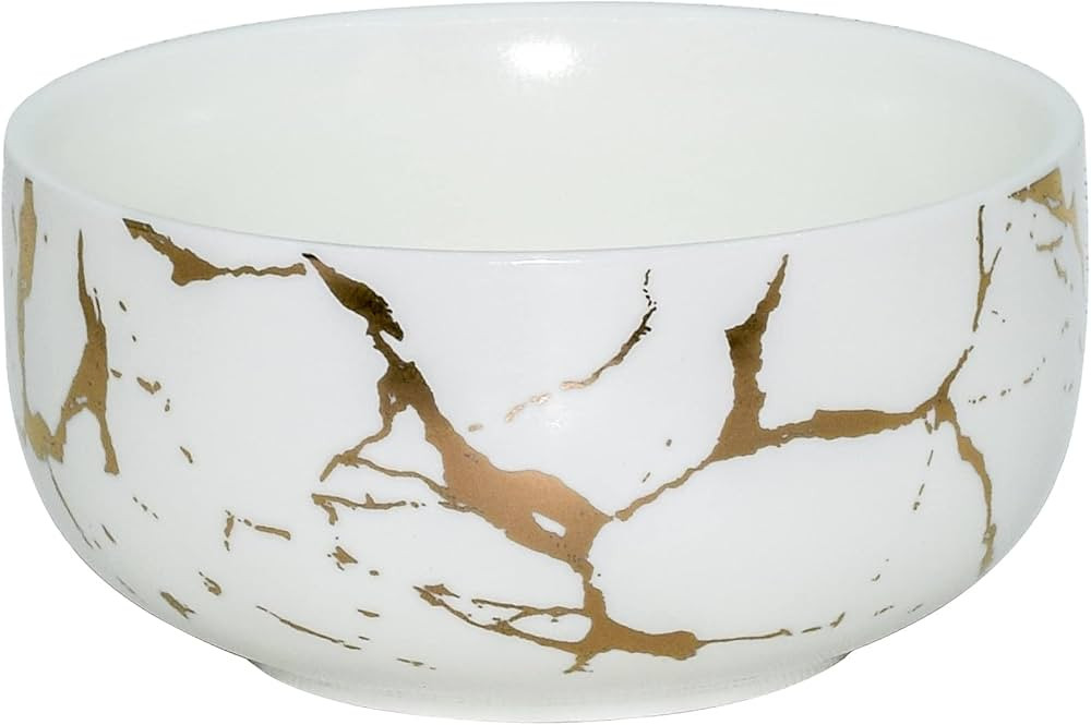 LUCCK Ceramic Cereal Bowl Marble Soup Bowl 17 OZ Ceramic Rice Bowl Luxury Gold Inlay Dessert Bowl... | Amazon (US)
