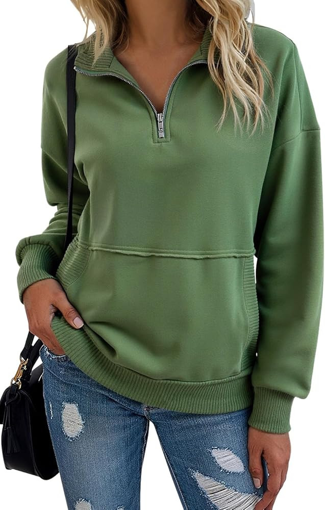 SHEWIN Womens Sweatshirt Casual Long Sleeve Half Zip Pullover Lightweight Sweatshirts Tops Fall F... | Amazon (US)