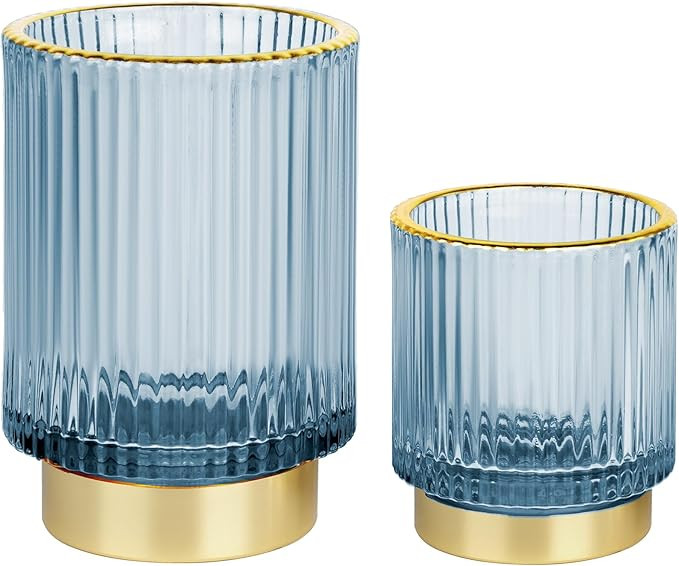 Makeup Brush holder Organizer, Crystal Glass Toothbrush Holders, Striped Make Up Brush Holder for... | Amazon (US)