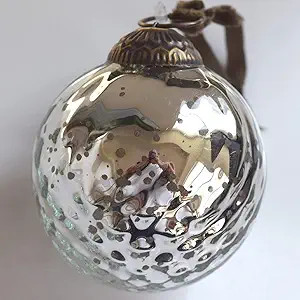 Set of 4 Silver Mercury Glass Ornaments (3.15" Antique Embossed Ball) Perfect for Christmas Tree,... | Amazon (US)
