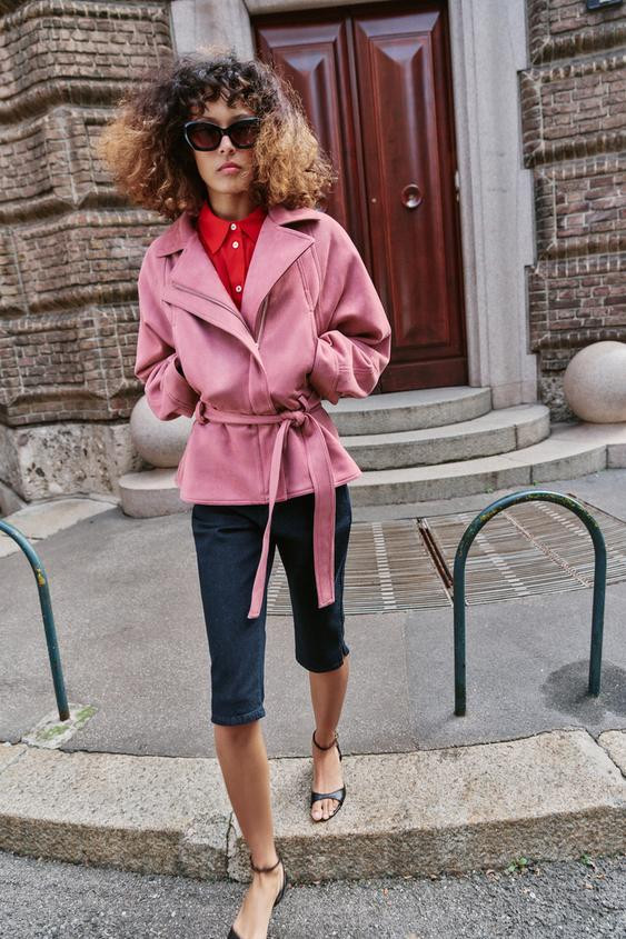 FAUX SUEDE BELTED JACKET | Zara US