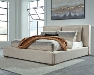 Langford King Upholstered Bed, Light Grayish Brown | Ashley