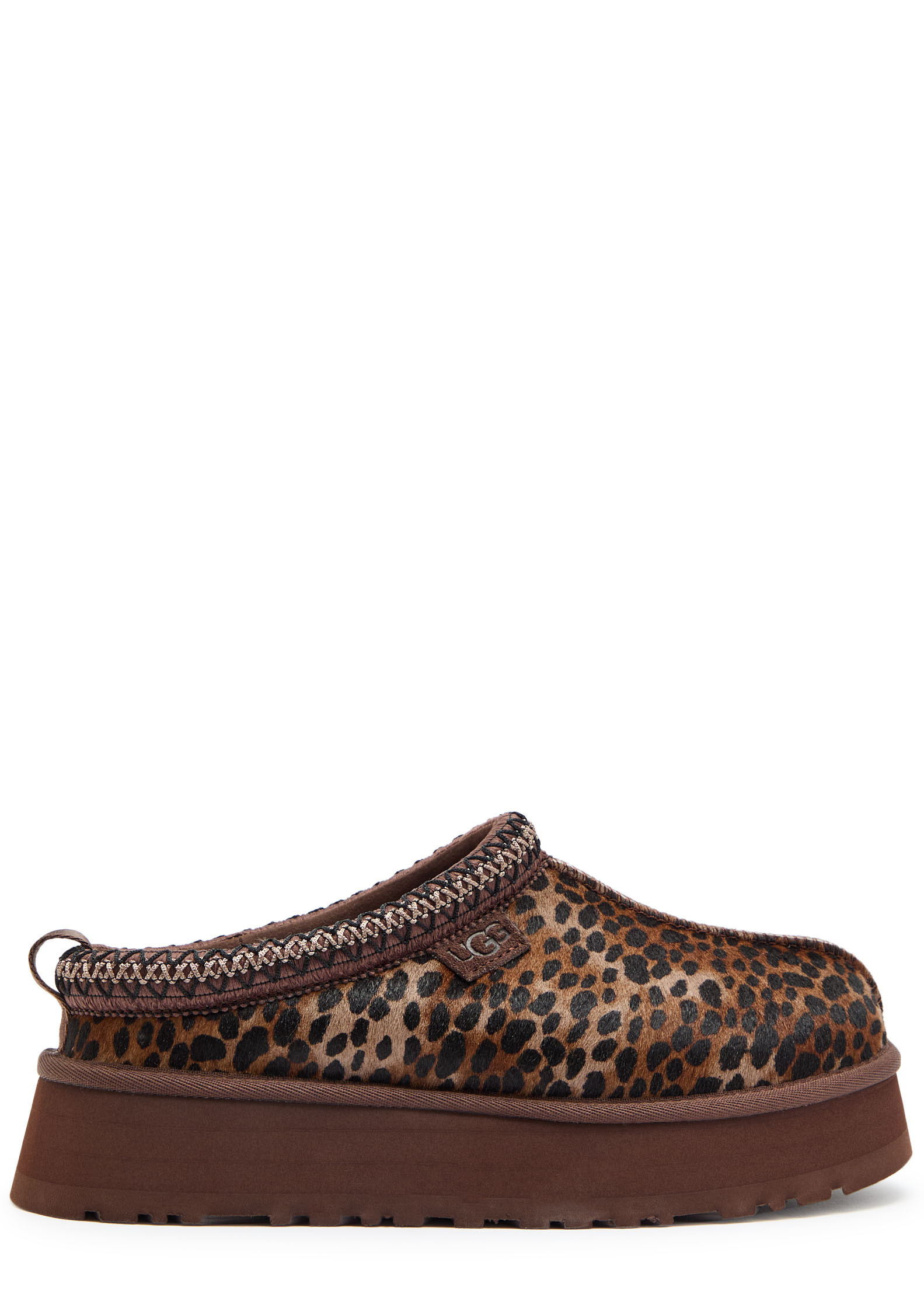 Tazz Caspian leopard calf-hair flatform slippers | Harvey Nichols