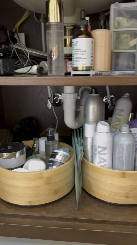 These adhesive pull-out drawers took me just minutes to install, and I love how they look and the organization and simplicity they add under my bathroom sink. These would also be great for a pantry or kitchen cabinets. #storage #organization #home

#LTKhome #LTKVideo #LTKfindsunder50