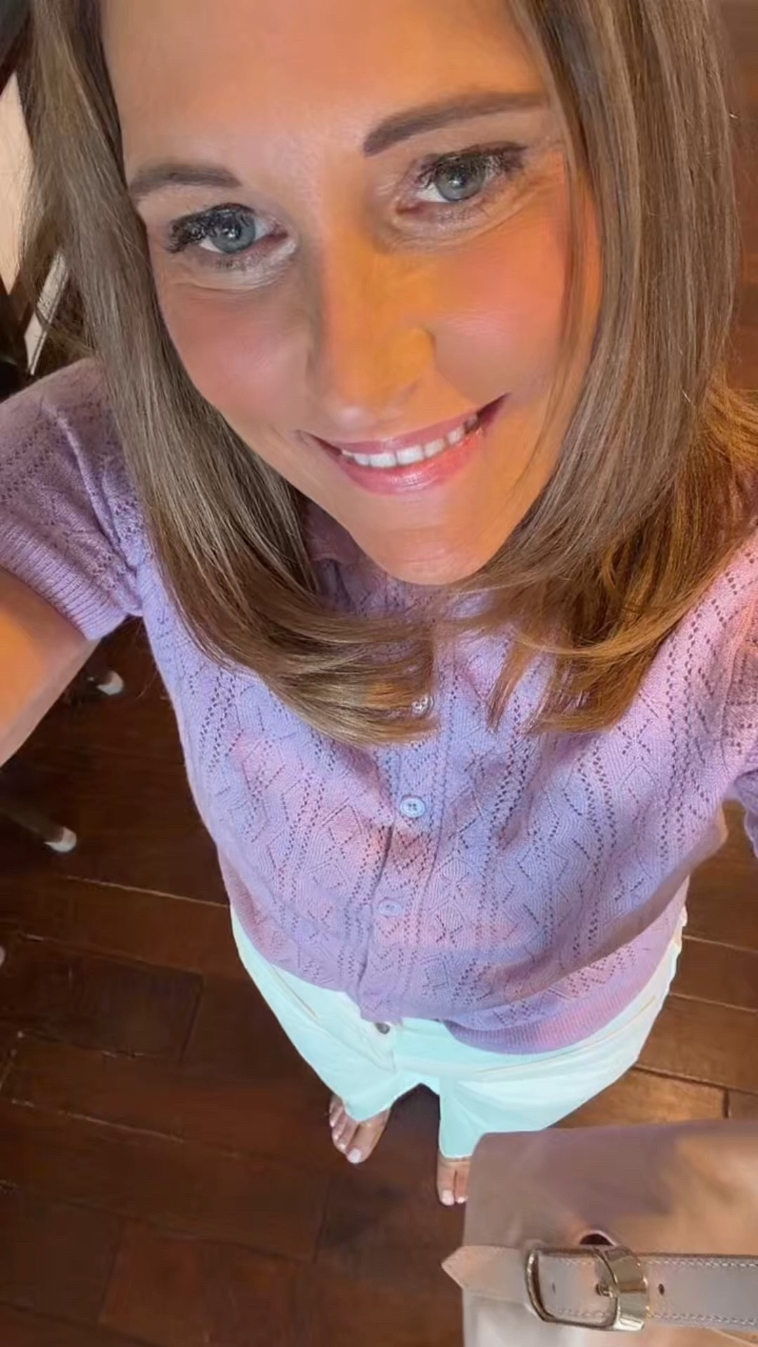 Love the simple pants and top paired with nude heels