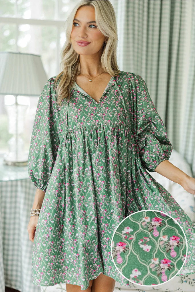 NURSING COLLECTION: It's All True Green Medallion Dress | The Mint Julep Boutique