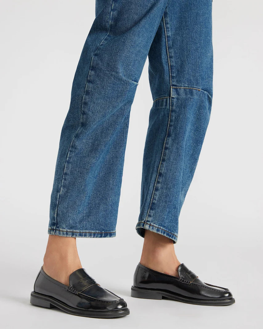 MADISON Black Leather Women's Penny Loafer | Steve Madden (US)