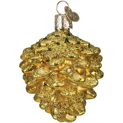 Old World Christmas Glass Blown Ornament, Small Gold Pine Cone | Target