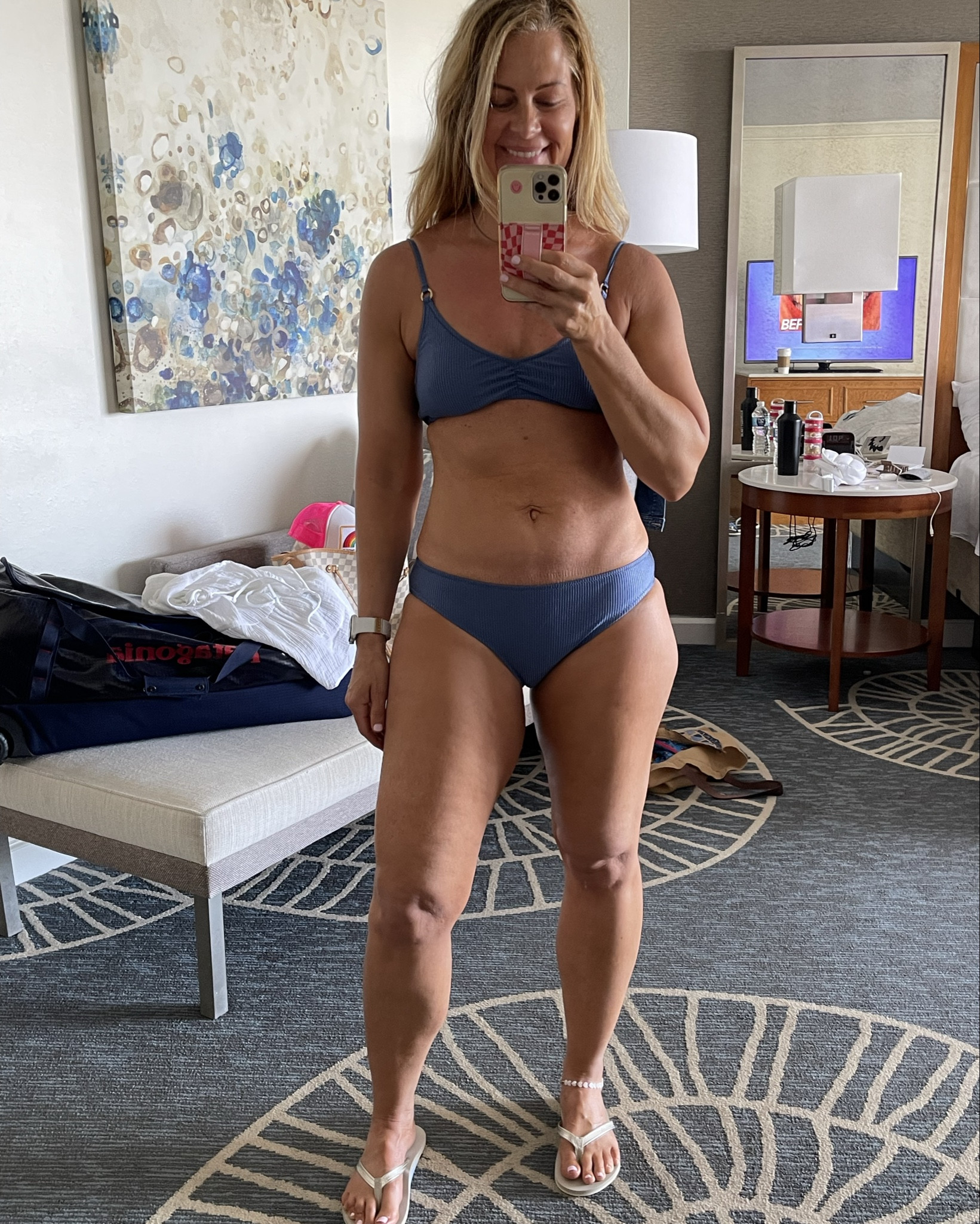 I’m not sure if I have shared with you my favorite brand to buy bikinis that are not only affordable but are super comfortable and fit athletic curves. In the tops, I am always a size medium and I wear a bra size of 36 an and the bottoms I always get a size large, so that the sides don’t cut into the side of my hips. Typically with swimsuit fitting you always want to go a size above that you actually are. 

#LTKOver40 #LTKMidsize #LTKSeasonal
