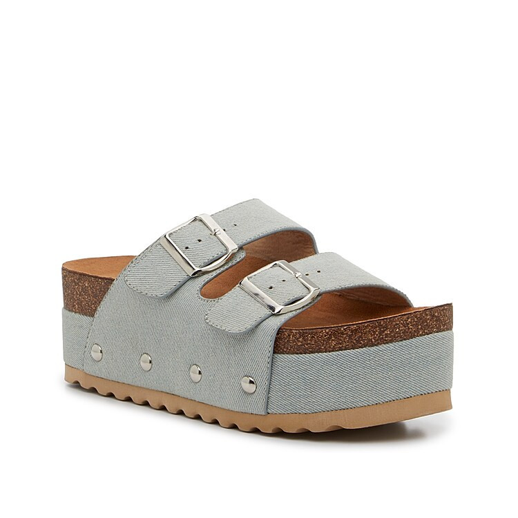 Dirty Laundry Pueblo Platform Sandal | Women's | Denim Light Blue | Size 7 | Sandals | Footbed | DSW