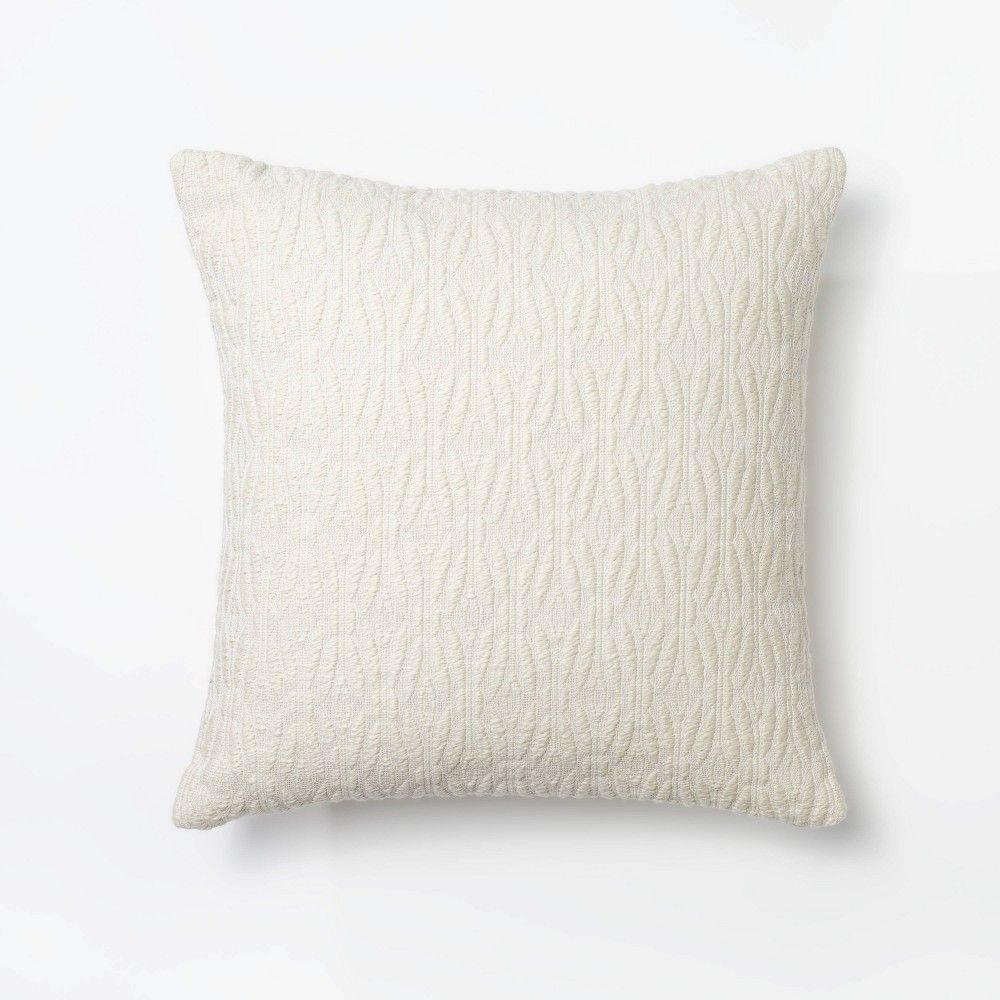 Woven Diamond Jacquard Square Throw Pillow Cream - Threshold designed with Studio McGee | Target