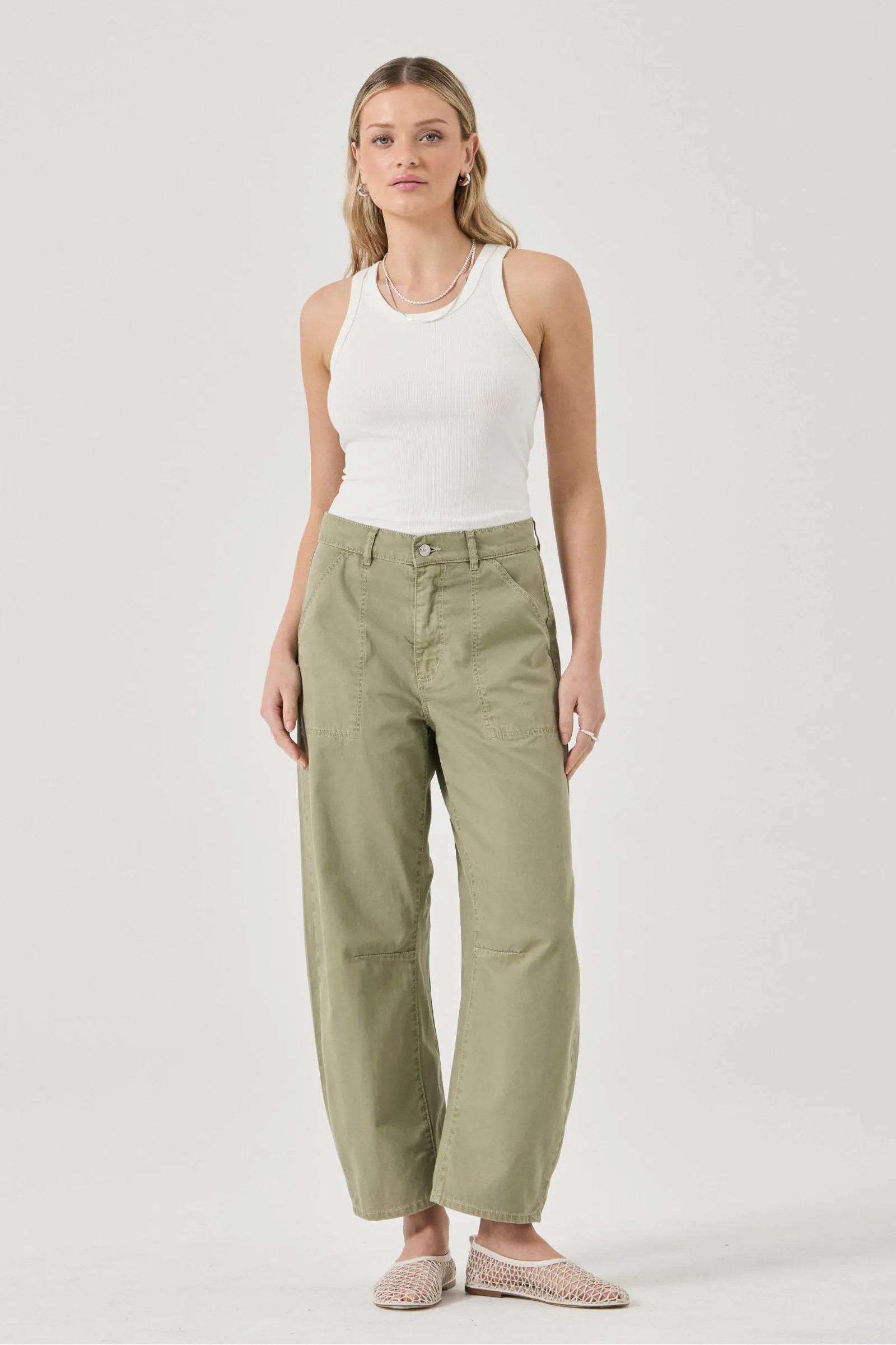 Gigi Barrel Trade Drill Jean - Summer Olive | Rolla's Jeans APAC