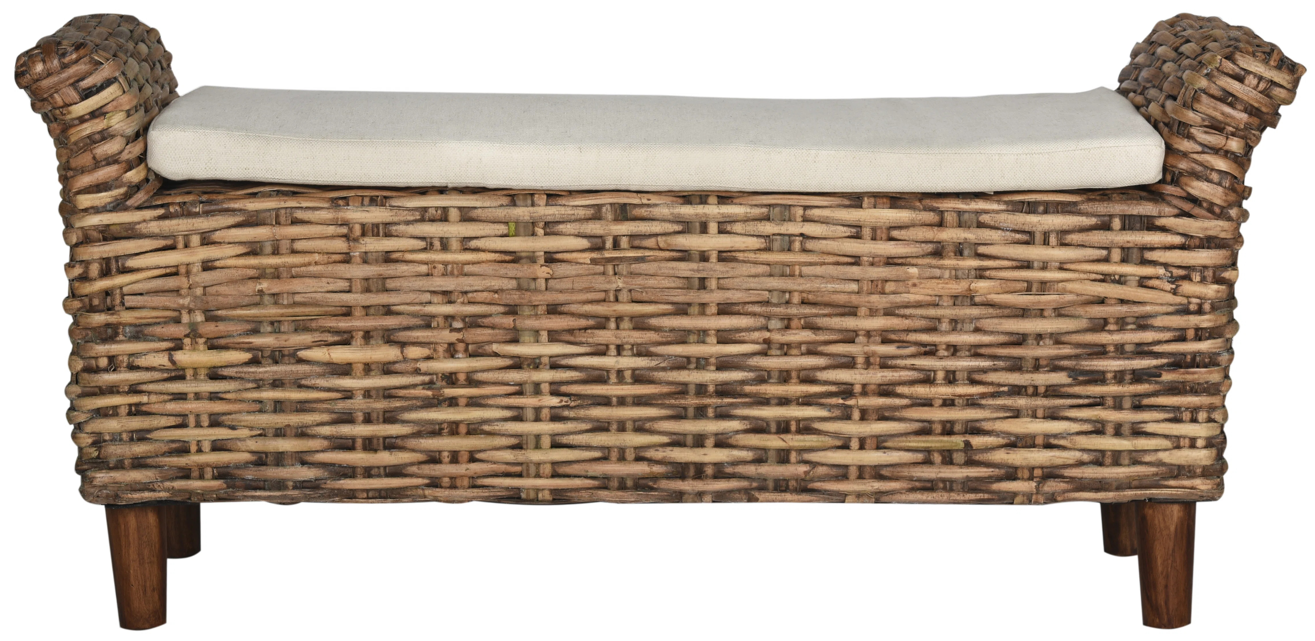 Stylish Upholstered Bench with Organic Woven Mango Wood & Durable Kretes Plant Fiber Design for H... | Wayfair North America