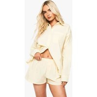 Womens Cotton Poplin Button Front Shorts - Yellow - 2 | boohoo (US & Canada)