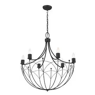 KICHLER Topiary 28.25 in. 6-Light Textured Black Vintage Candle Circle Chandelier for Dining Room... | The Home Depot