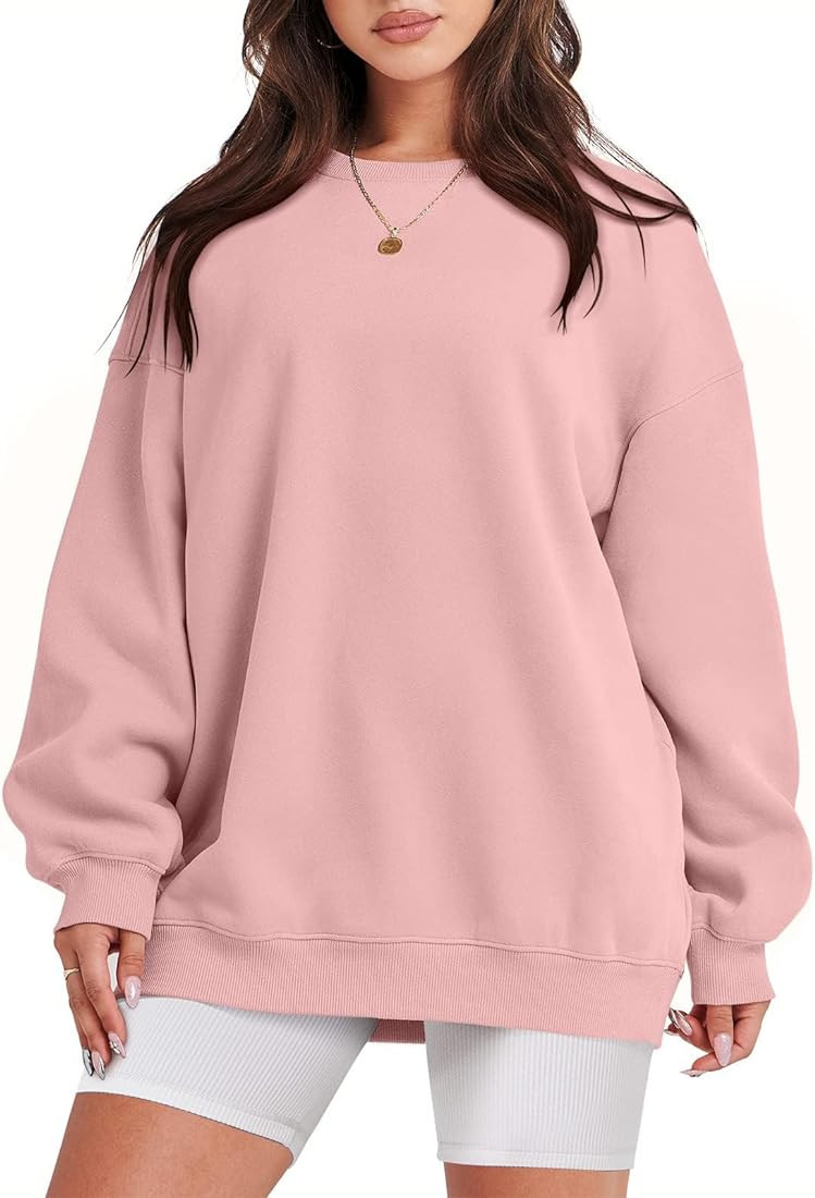 Caracilia Womens Oversized Sweatshirt Crewneck Loose fit Long Sleeve Fleece Pullover 2023 Fall Ca... | Amazon (US)
