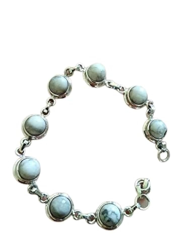 Howlite Bracelet, 925 Silver, White Turquoise Bracelet, Tennis Bracelet, White Buffalo Bracelet, ... | Amazon (US)