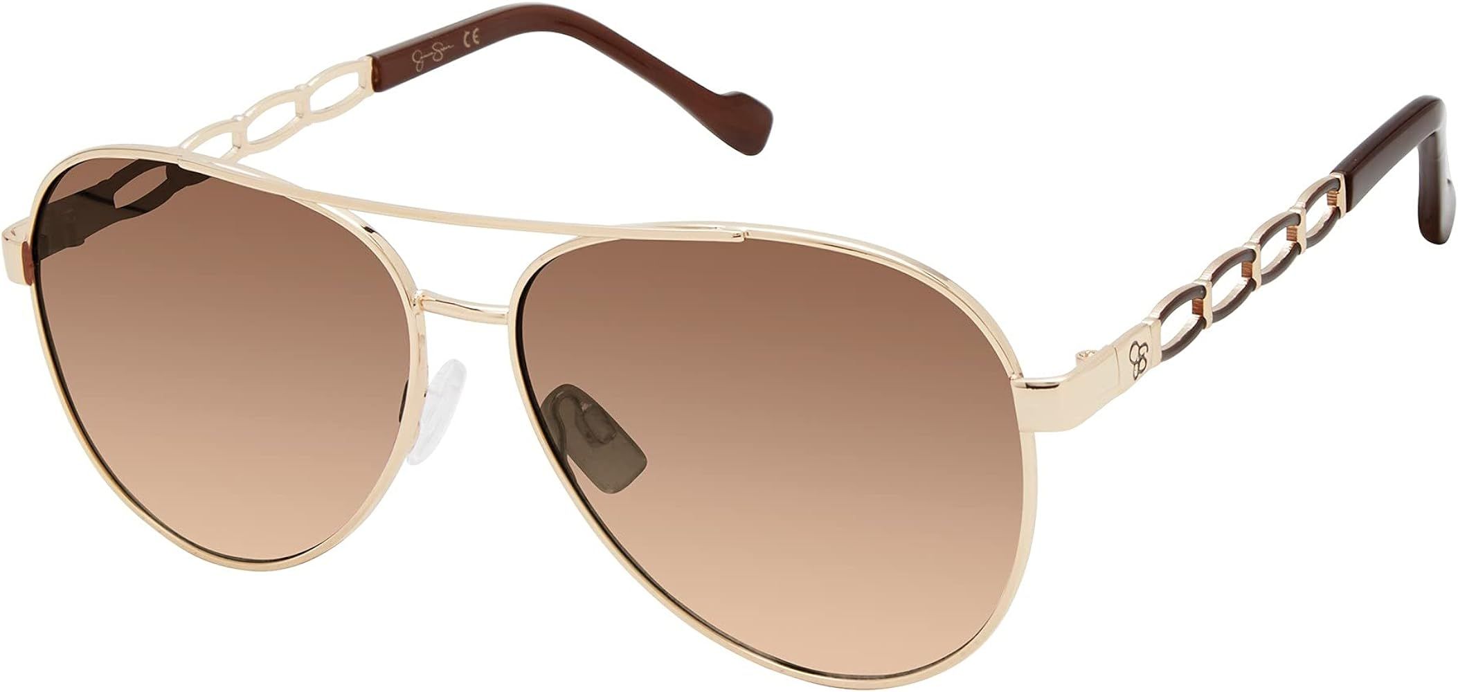 Jessica Simpson J5856 Metal Chain UV Protective Women's Aviator Sunglasses. Glam Gifts for Women, 60 | Amazon (US)