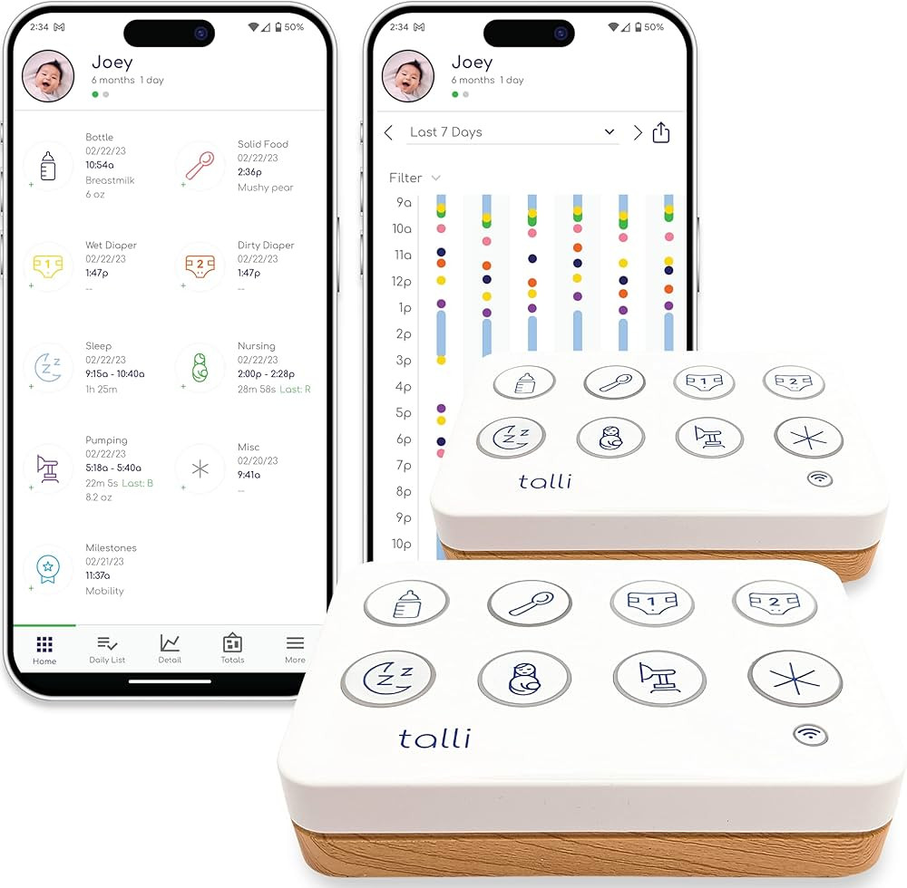 Talli Daily One-Touch Baby Tracker - Baby Monitor to Log Feedings, Diapers, Sleep & More - Electr... | Amazon (US)