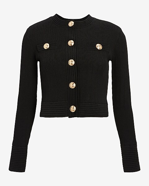 Novelty Button Ribbed Cardigan | Express