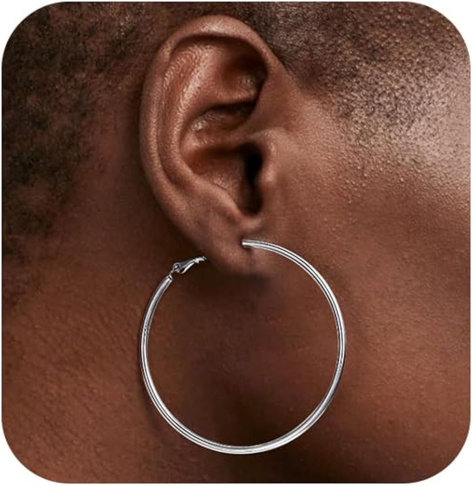 14k Gold Hoop Earrings For Women,Large Thick Gold Chunky Hoop Earrings | Amazon (US)