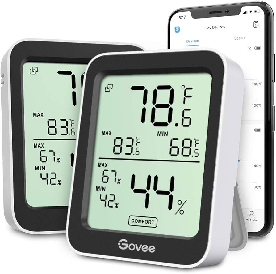 Govee Bluetooth Hygrometer Thermometer, Large LCD, Max/Min Records, 2-Year Data Storage - Black, ... | Amazon (US)