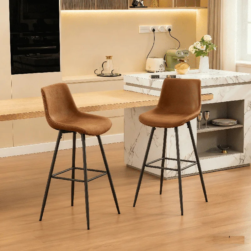 Faux Leather Modern Low Back Counter Stool | Wayfair North America