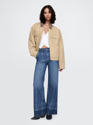 High Rise Stride Seamed Wide-Leg Jeans | Gap (CA)
