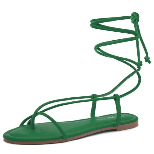 Shoe Land Women’s Flat Sandals – Comfortable Lace-Up Gladiator Sandals with Adjustable Ankle ... | Amazon (US)