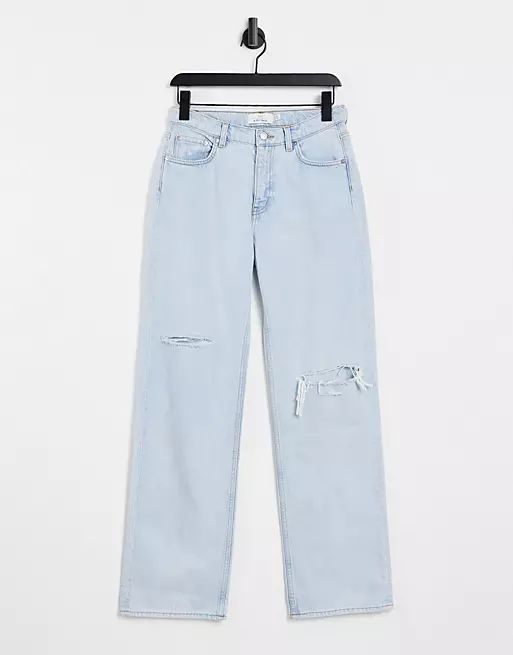 & Other Stories Precious organic cotton low rise relaxed fit ripped jeans in light blue | ASOS | ASOS (Global)