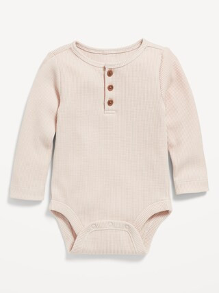 Long-Sleeve Thermal-Knit Henley Bodysuit for Baby | Old Navy (CA)