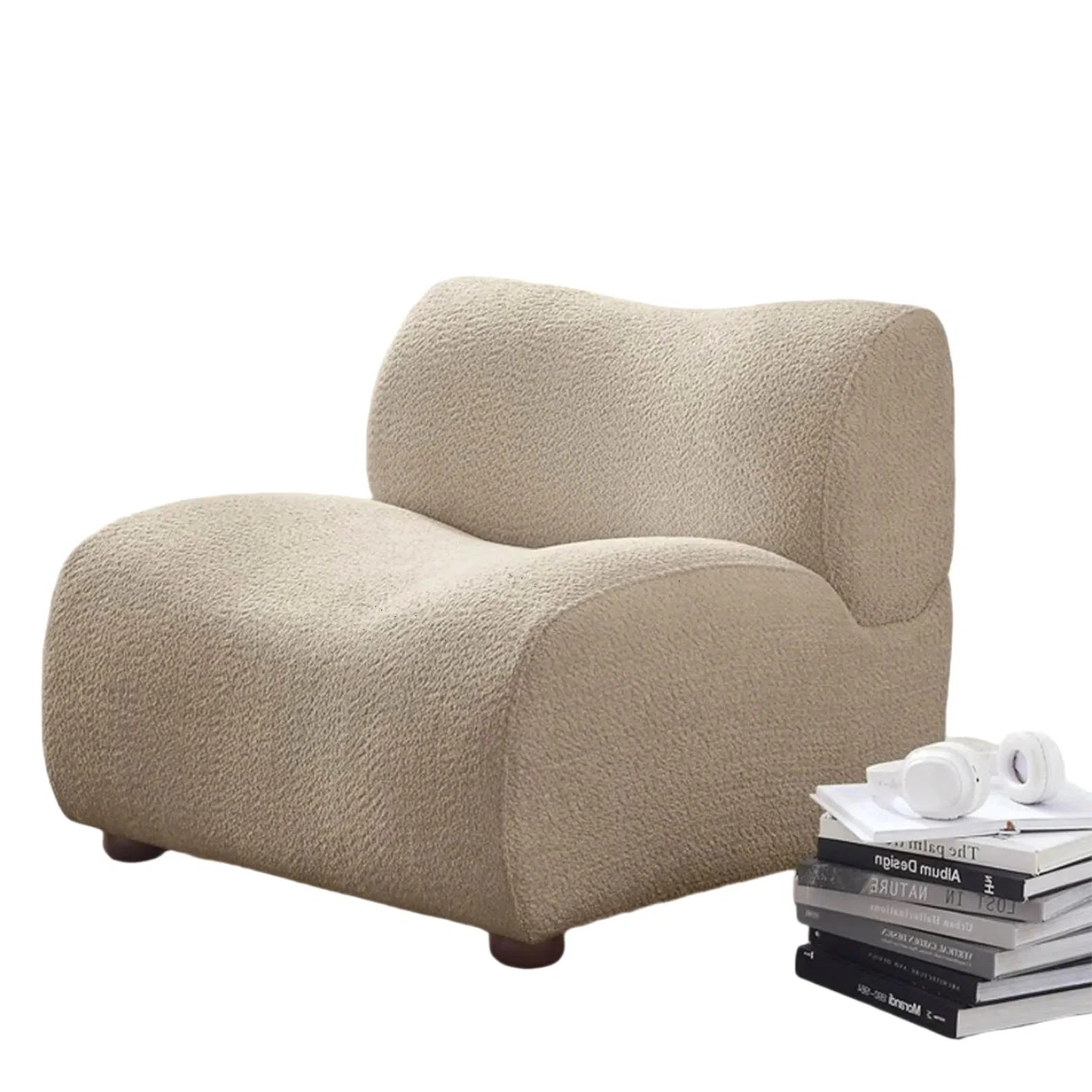 32.2" Modern Boucle Slipper Chair – Oversized Deep Seating Armless Accent Chair | Wayfair North America