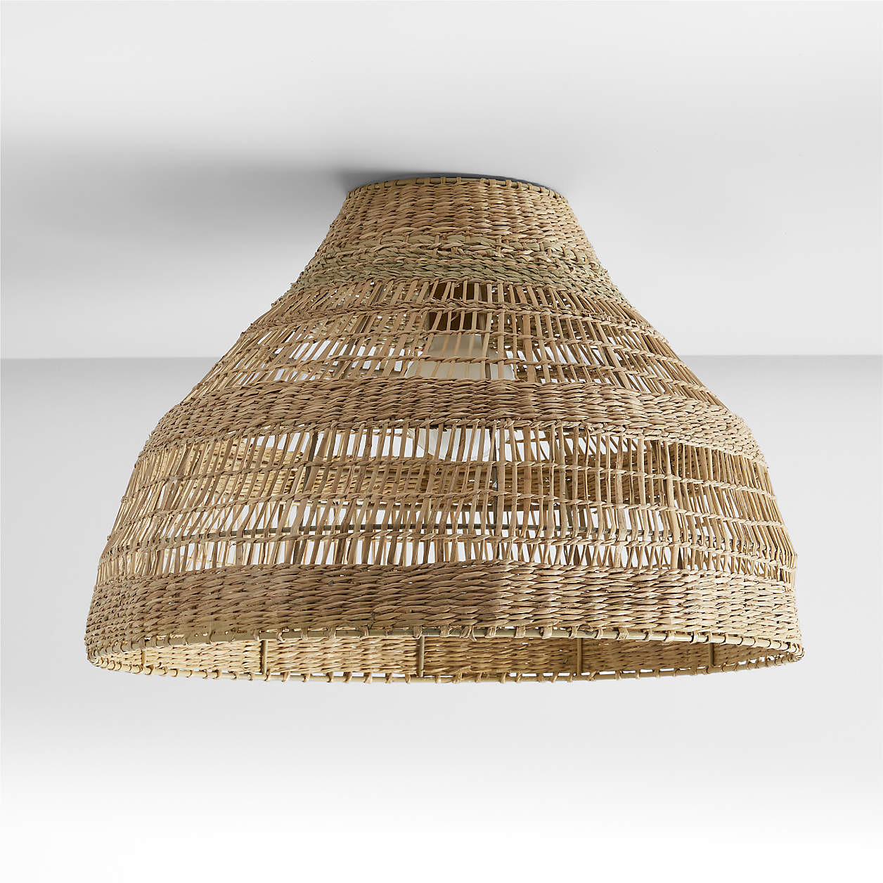 Nossa Large Natural Woven Flush Mount Light + Reviews | Crate & Barrel | Crate & Barrel