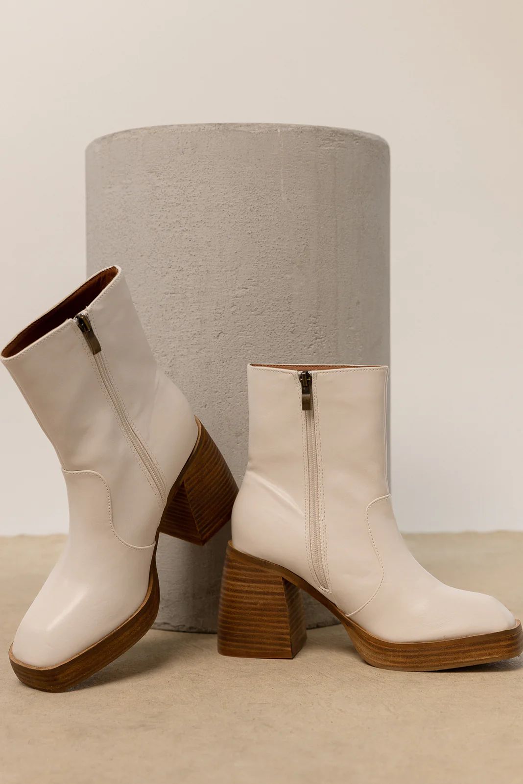 Foster Heeled Boots in Ivory - böhme | Bohme