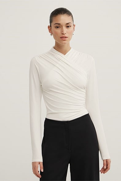 Wrap Long Sleeve Jersey Top | Witchery (AU)