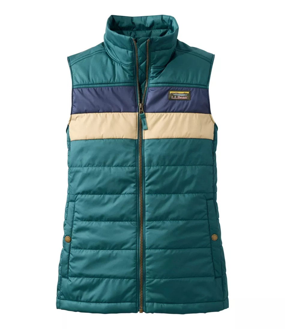 Women's Mountain Classic Puffer Vest, Colorblock Sienna Brick/Adobe Red Large, Synthetic L.L.Bean | L.L. Bean