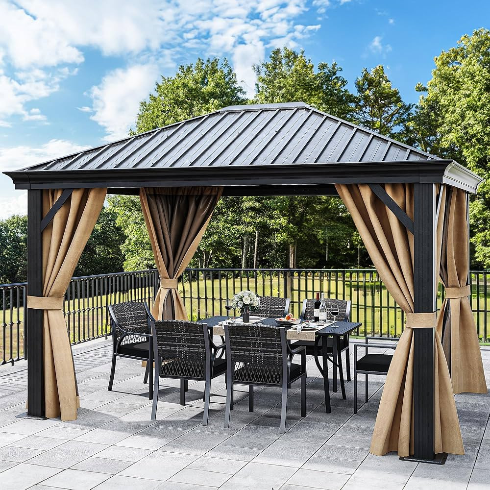 YITAHOME 10X12FT Hardtop Metal Gazebo Single Top Outdoor Patio Canopy Galvanized Iron Aluminum Co... | Amazon (US)