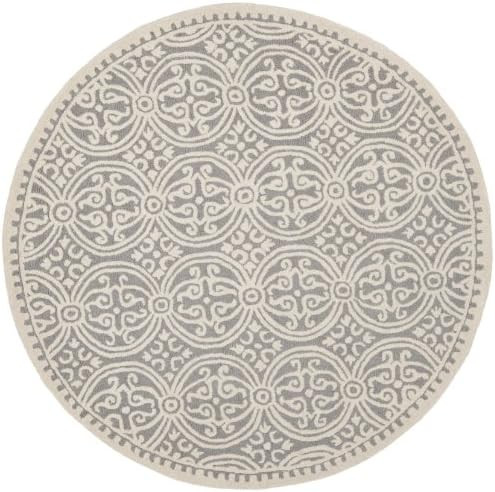 Safavieh Cambridge Collection CAM123D Handmade Silver and Ivory Wool Round Area Rug, 6 feet in Diame | Amazon (CA)