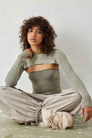 UO Ribbed Shrug & Bandeau Set | Urban Outfitters (EU)