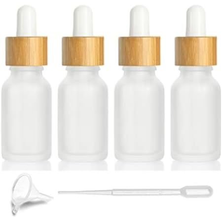 4 Pcs Bamboo Frosted Glass Eye Dropper Bottle,Empty Essential Oil Bottles With Pure Glass Pipettes,B | Amazon (US)
