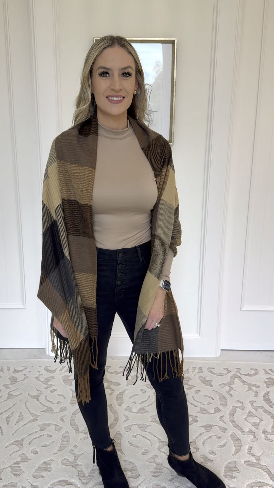 🦃 Thanksgiving Outfit 🦃 This bodysuit is soft and the perfect length that does NOT ride up. It’s comfortable to pair with a skirt or jeans. 

I love these button fly jeans - I’m wearing a size 2 and they’re stretchy so they fit great. 

Adding a scarf or shawl is a great way to add color and warmth to an outfit but you can take it off if you get too warm inside. 

#everypiecefits

#LTKSeasonal #LTKHoliday #LTKstyletip