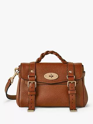 Mulberry Mini Alexa Heavy Grain Leather Cross Body Bag, Chestnut | John Lewis (UK)