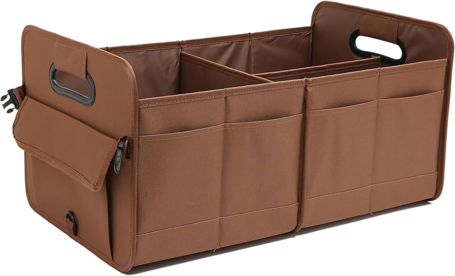 Car Trunk Organizer, Brown, Foldable, Non-slip, Adjustable, Multiple Compartments, 600D Oxford Cl... | Amazon (US)