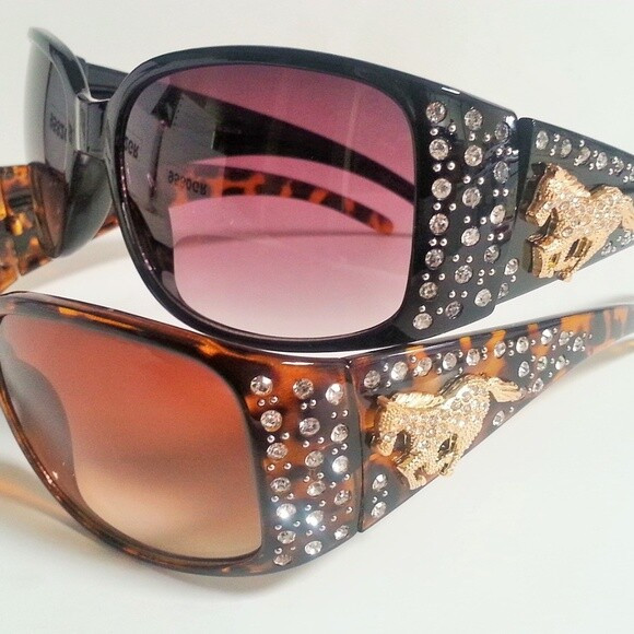 Womens Rhinestone Horse Sunglasses Wrap Bling | eBay US