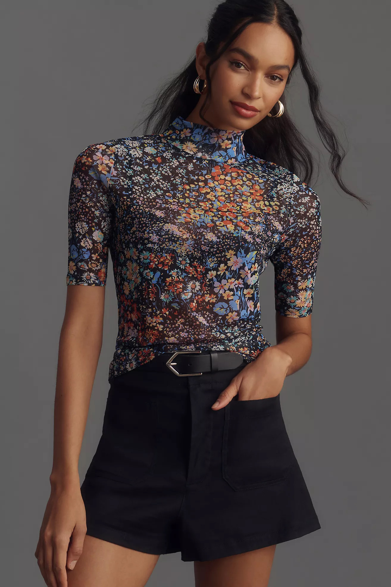 By Anthropologie Mesh-Sleeve Top | Anthropologie (US)