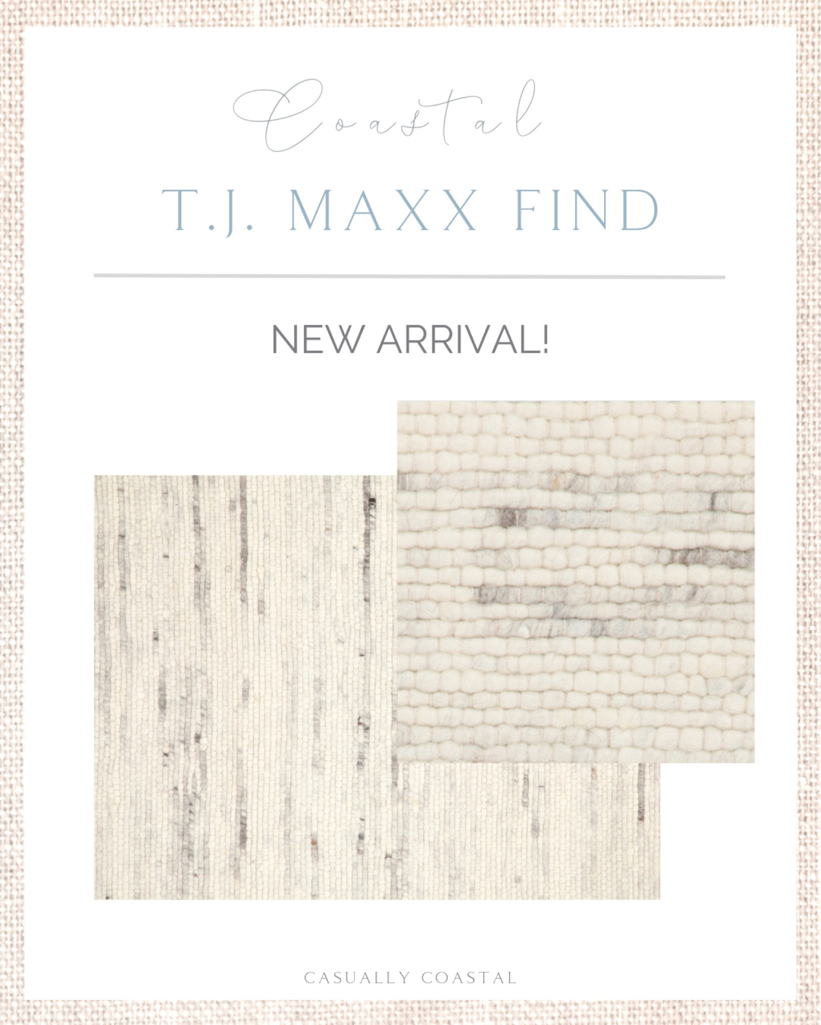 This neutral Erin Gates rug just popped up at T.J. Maxx! It has pretty hints of gray in it and the most beautiful texture! Sizes include a 5x7 and 7x9. Use code SHIP89 for free shipping!
- 
Beach home decor, beach house furniture, summer home decorations, coastal decor, beach house decor, beach decor, beach style, coastal home, coastal home decor, coastal decorating, coastal house decor, beach style, coastal living room decor, coastal family room, living room decor,  coastal modern, coastal decorating, woven rug, textured rug, rugs with tassels, wool rug, jute rug, 5x7 rugs, 7x9 rugs, coastal rugs, living room rugs, entryway rugs, bedroom rugs, dining room rugs, primary bedroom rugs, sunroom rugs, neutral rugs, gray rugs, cream rugs, white rugs, natural rugs, erin gates rugs, family room rugs, kitchen rugs, office rugs, large rugs, small rugs, neutral rugs, TJ Maxx finds, TJ Maxx home, TJ maxx rugs, rugs with free shipping

#LTKhome #LTKstyletip