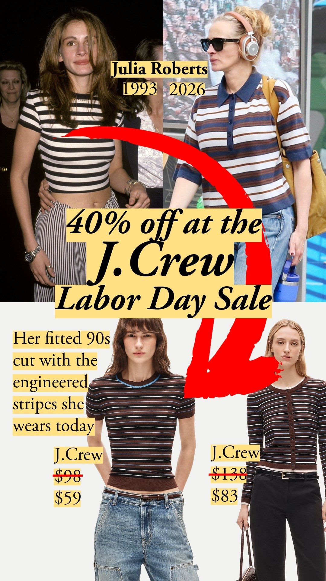 40% off J.Crew ends Sept 7. Great way to refresh with Julia Roberts' style from the 90s to today. I love the cable knit merino cardigan. I sized down to XS, and I layer it under another cardigan. The cables are defined because merino keeps it sharp, not blobby – that's what I'm looking for. I love a cashmere wrap over a sweater in the same color, and I use a snag-free hair tie to keep the knot in place without pulling on the cashmere.

#LTKootd #LTKSeasonal #LTKSaleAlert