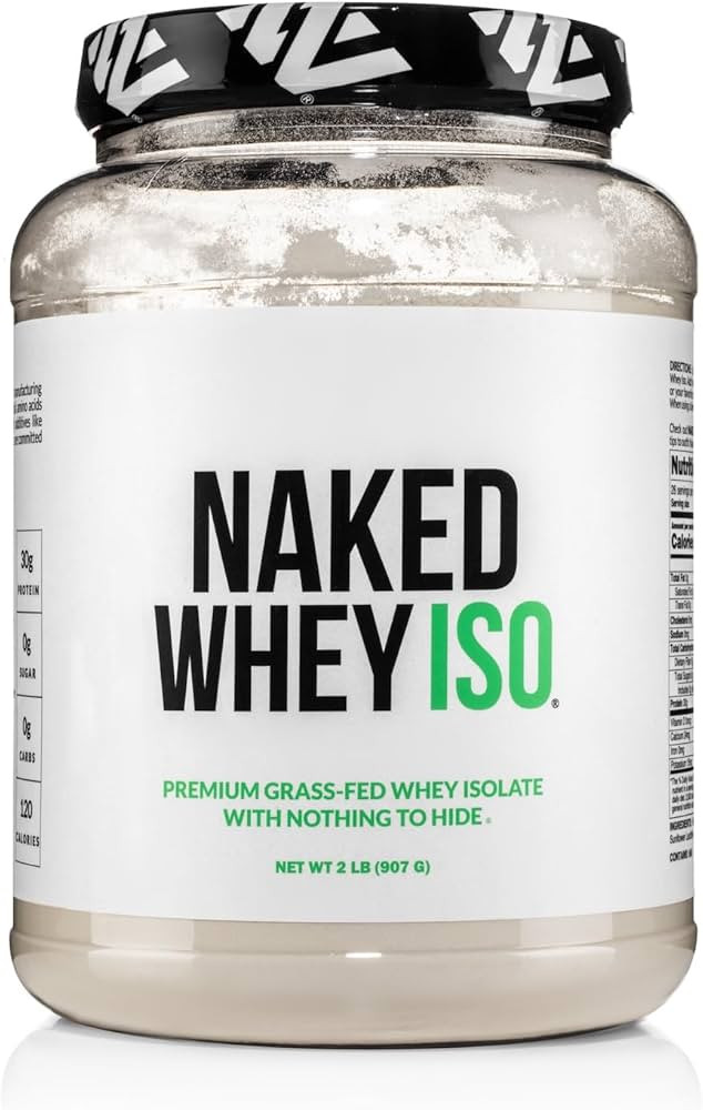 Naked Whey Isolate Protein - Only 2 Ingredients, 30g Grass-Fed Protein, Unflavored, Undenatured, ... | Amazon (US)